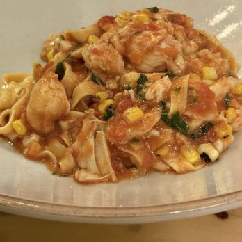 Via Emilia - Crab meat and corn with tagliatelle pasta - Italian Near Me - Mystic, Connecticut Via Emilia - Crab meat and corn with tagliatelle pasta - Italian Near Me - Mystic, Connecticut