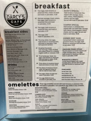 Menu photo 2 Darcy's Cafe Grand Forks, ND