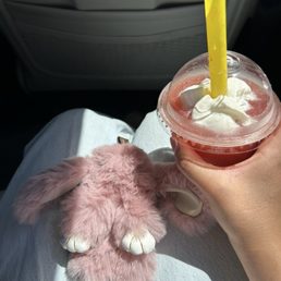 Strawberry Lemonade Slushie and bunny