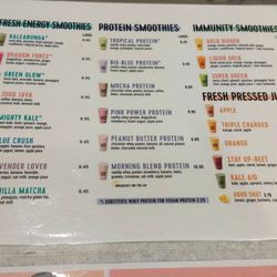 Smoothie menu