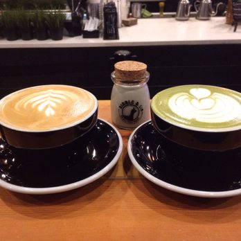 Bibble & Sip - Lavender latte and jasmine matcha latte with black sesame panna cotta - Coffee & Tea Near Me - New York, New York