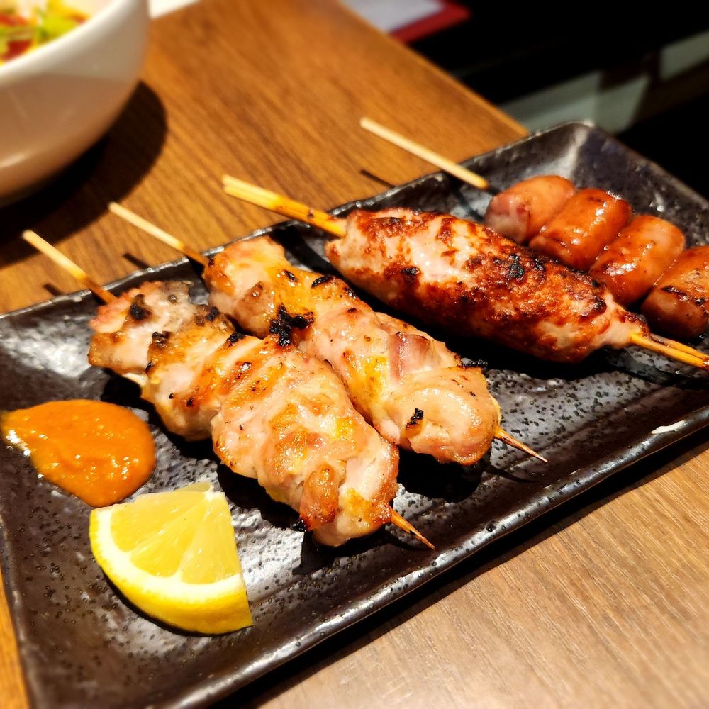 Yakitori Sticks salt style - chicken, Meatball and Arabiki sausage Yakitori Sticks salt style - chicken, Meatball and Arabiki sausage