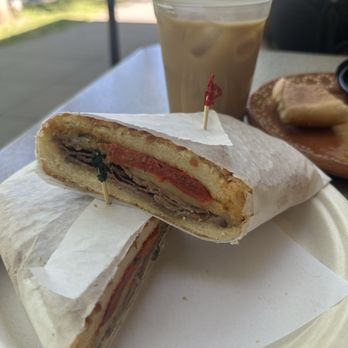 Bueno Cafe - "#5 The Best Sandwich (Chipotle Roast Beef)" + iced Granite de Canela with oatmilk - Delis Near Me - Sacramento, California Bueno Cafe - "#5 The Best Sandwich (Chipotle Roast Beef)" + iced Granite de Canela with oatmilk - Delis Near Me - Sacramento, California