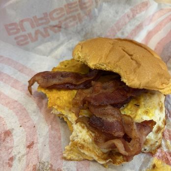 Smashburger - Breakfast sandwich with egg bacon cheese. Unfortunately I forgot to take a picture before I took a bite. - Burgers Near Me - Louisville, Kentucky Smashburger - Breakfast sandwich with egg bacon cheese. Unfortunately I forgot to take a picture before I took a bite. - Burgers Near Me - Louisville, Kentucky