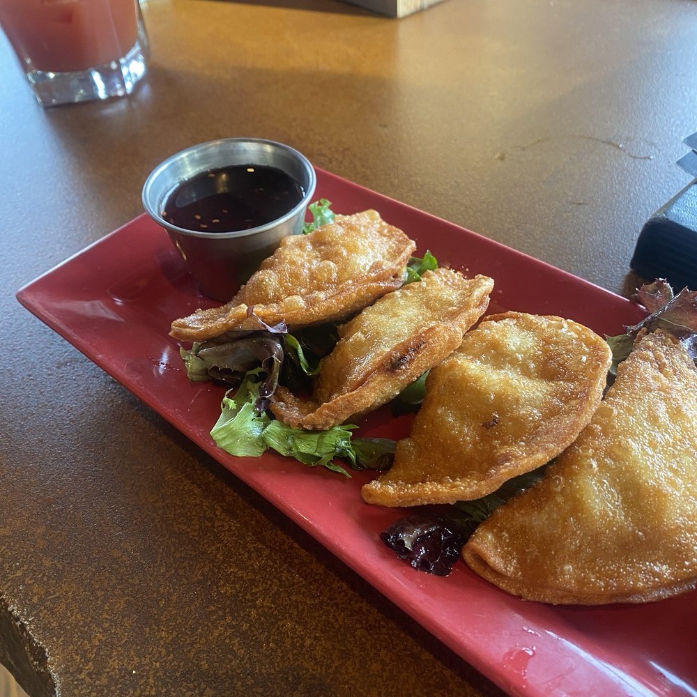 Brick and Bourbon - Duck Wontons (comes with 5 but I ate one!) - Cocktail Bars Near Me - Eden Prairie, Minnesota Brick and Bourbon - Duck Wontons (comes with 5 but I ate one!) - Cocktail Bars Near Me - Eden Prairie, Minnesota