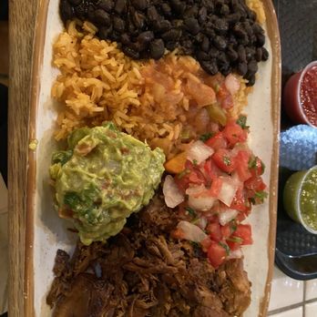 Poquito Más - Carnitas plate with black beans and no cheese - Mexican Near Me - Burbank, California Poquito Más - Carnitas plate with black beans and no cheese - Mexican Near Me - Burbank, California