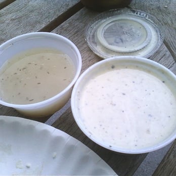 Big E Pizza - Italian and Blue Cheese dressings. She said they were house made and they were actually really nice. - Pizza Near Me - Signal Hill, California