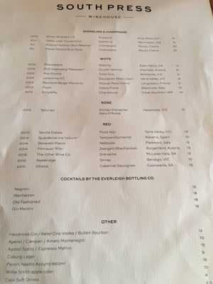 Menu photo 2 South Press South Yarra, VIC