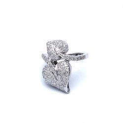 Cash For Gold Jewelry Exchange - 14K WG DOUBLE LEAF CROSSOVER DIAMOND RING
