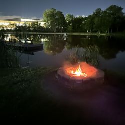 Maywood Sportsmen's Club - Clear sky, little fire going, camping and calm water to end a day...