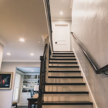 Monte Blanco - Custom color matched stair case, stained and finished walnut planks, banister, and handrails - Flooring Near Me Monte Blanco - Custom color matched stair case, stained and finished walnut planks, banister, and handrails - Flooring Near Me