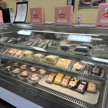Junior's Cheesecakes - a display of cheesecakes - Cupcakes Near Me - Burlington, New Jersey