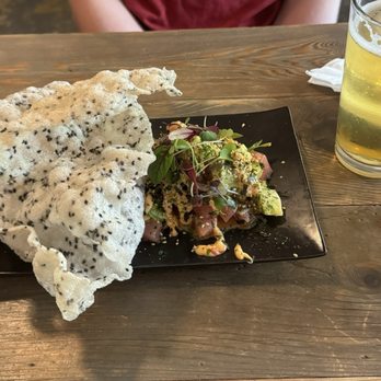 Blind Pig - tuna poke with sesame crackers and a pbr - Salad Near Me - Carlton, Oregon Blind Pig - tuna poke with sesame crackers and a pbr - Salad Near Me - Carlton, Oregon