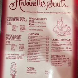 Current menu as of May 2025