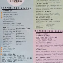 Drink and food menu
