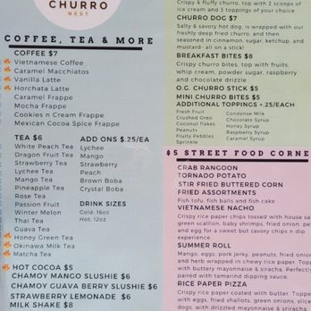 Churro Nest - Drink and food menu - Coffee & Tea Near Me - Tempe, Arizona