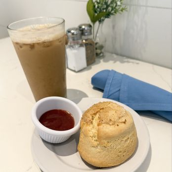 The Cottage - The Clydesdale (Shaken Coffee) & Sour Cream Scone with strawberry preserve - New American Near Me - Encinitas, California The Cottage - The Clydesdale (Shaken Coffee) & Sour Cream Scone with strawberry preserve - New American Near Me - Encinitas, California