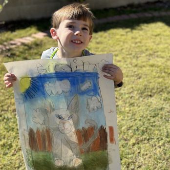 Art With Larisse - He loves picking what he will make - Art Classes Near Me - Santee, California