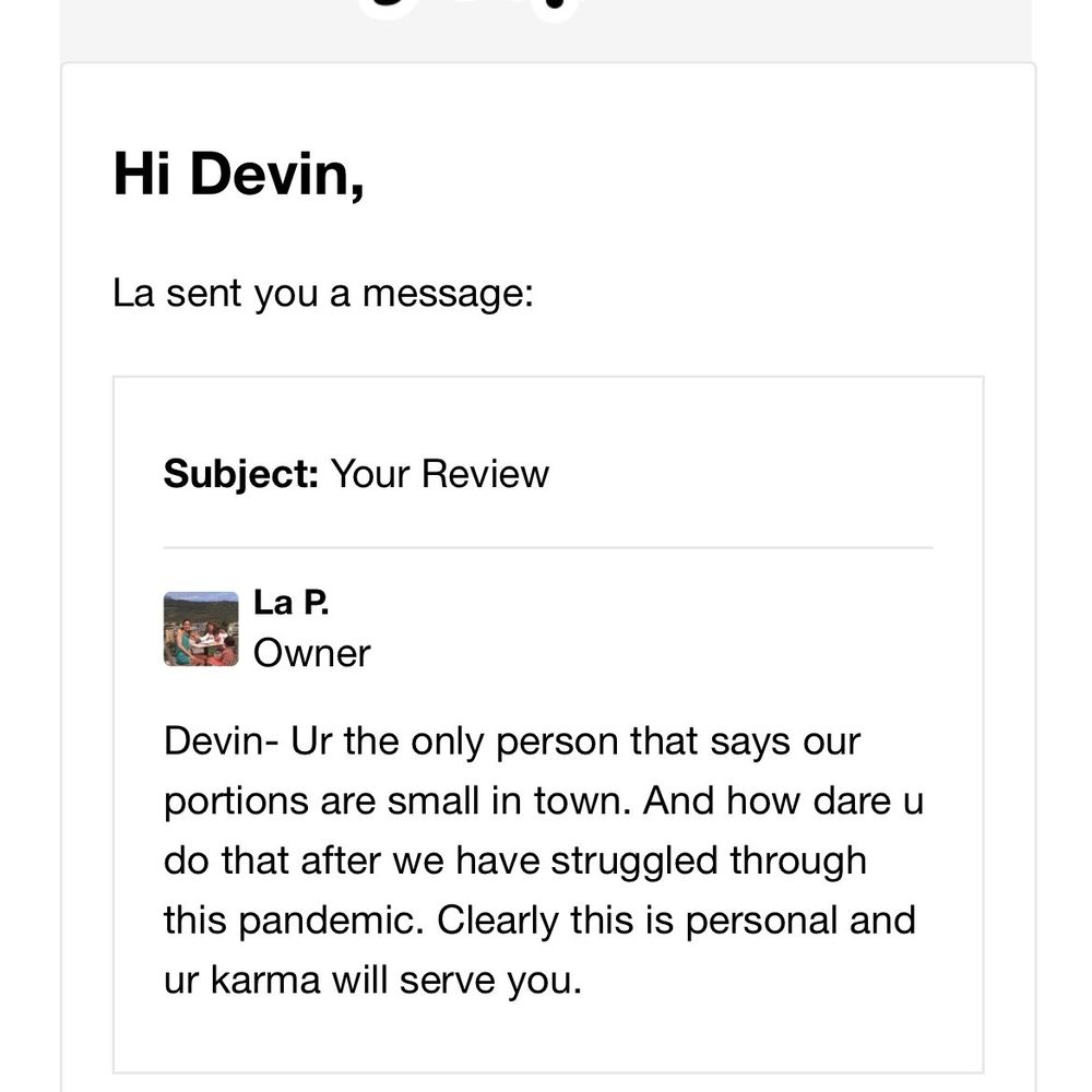 La Playa - Response from the owner proves the lack of customer service. - Mexican Near Me - Pacifica, California
