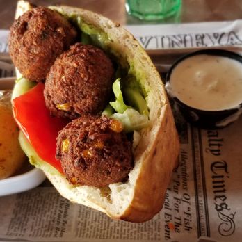 Bully Hill Vineyards - Falafel pita sandwich - Wineries Near Me - Hammondsport, New York Bully Hill Vineyards - Falafel pita sandwich - Wineries Near Me - Hammondsport, New York