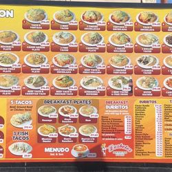 Los Betos Mexican Food - Menu as of Oct. 2023.
