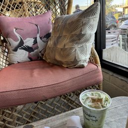 cute seating with my delicious matcha!