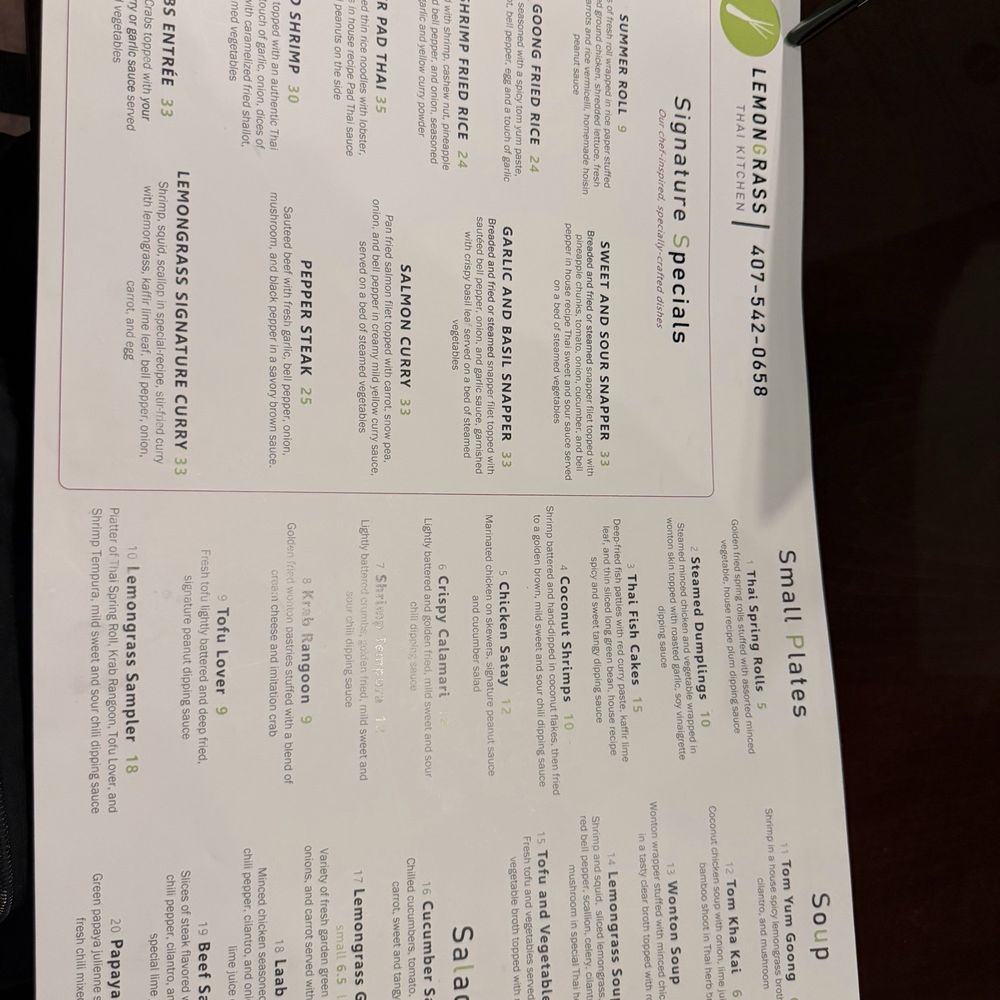 Lemongrass Thai Kitchen - Menu - Thai Near Me - Oviedo, Florida Lemongrass Thai Kitchen - Menu - Thai Near Me - Oviedo, Florida