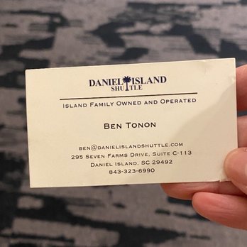 Daniel Island Shuttle - Ben, the owner's business card - Airport Shuttles Near Me - Charleston, South Carolina Daniel Island Shuttle - Ben, the owner's business card - Airport Shuttles Near Me - Charleston, South Carolina