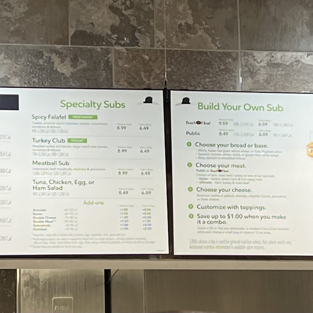 Publix - High Point - Sub menu - Grocery Near Me - High Point, North Carolina