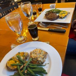 Texas Corners Brewing Company - Stuffed crab cakes and ribeye