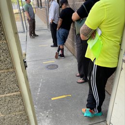 Line looks short, but it is moving at 5-10 minutes per person, so that's 30 -50 minutes, at 10:30 on a Friday morning. 1 person counter.