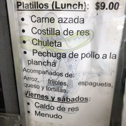 Taqueria DF - Lunch and weekend menu