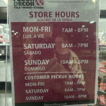 Floor & Decor - Store Hours as of 02-24-2025 - Home Decor Near Me - Tacoma, Washington