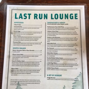 Last Run Lounge - Food menu at the Last Run Lounge - Bars Near Me - Rutland, Vermont