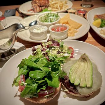 Houston's Restaurant - California Burger w field green Barbecue Ribs w fries - Steakhouses Near Me - Pasadena, California Houston's Restaurant - California Burger w field green Barbecue Ribs w fries - Steakhouses Near Me - Pasadena, California