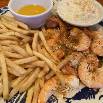Sandbar & Grille - 1/2 lb steamed shrimp with coleslaw and french fries - Seafood Near Me - Buxton, North Carolina