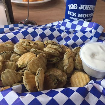 Big John's Ice House - Fried pickles - done the right way, chip style, none of the spear nonsense! - Sports Bars Near Me - Houston, Texas Big John's Ice House - Fried pickles - done the right way, chip style, none of the spear nonsense! - Sports Bars Near Me - Houston, Texas