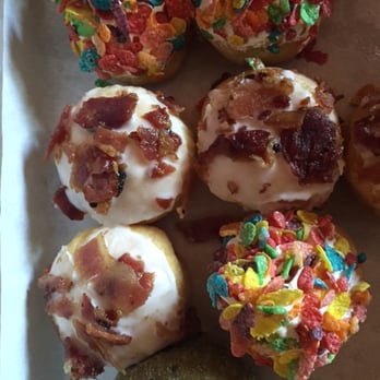 Cafe Dulce - mini bacon donut and mini fruity pebble donut - Coffee & Tea Near Me - Los Angeles, California