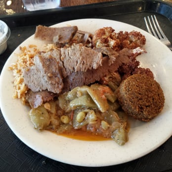 Afrah Restaurant - Lunch buffet. Falafel, green bean salad, fried cauliflower, gyro meat and kabsa rice. - Mediterranean Near Me - Richardson, Texas Afrah Restaurant - Lunch buffet. Falafel, green bean salad, fried cauliflower, gyro meat and kabsa rice. - Mediterranean Near Me - Richardson, Texas