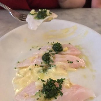 Neptune Oyster - Crudo of bass was perfectly meaty, and the buttery sauce was very flavorful. - Seafood Near Me - Boston, Massachusetts Neptune Oyster - Crudo of bass was perfectly meaty, and the buttery sauce was very flavorful. - Seafood Near Me - Boston, Massachusetts