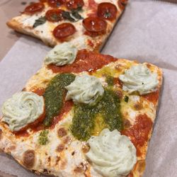 Our Little Italy Pizza Pasta - Tre color Pesto Vodka Slice & Hot Honey Pepperoni Slice 9-17-2025