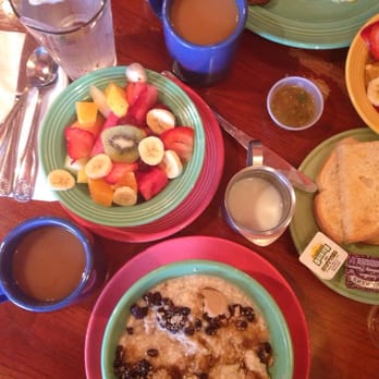 Rex's Cafe - There are the oats served with a side of brown sugar and some other goodies. Their bowl of fresh fruit brightens my day!! - Breakfast & Brunch Near Me - San Pedro, California