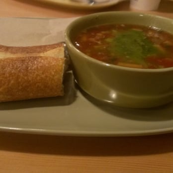 Panera Bread - Vegetable soup with pesto and a baguette on the side. - Salad Near Me - Flint, Michigan