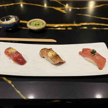 NoriFish - Akami, Chu-toro, Otoro (left to right) - Sushi Bars Near Me - Sandy Springs, Georgia