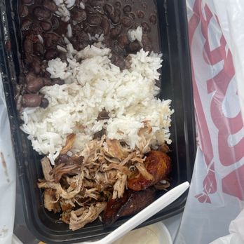 Vicky Bakery - Pulled pork platter, white jasmine rice, and black beans with maduros - Bakeries Near Me - Boca Raton, Florida