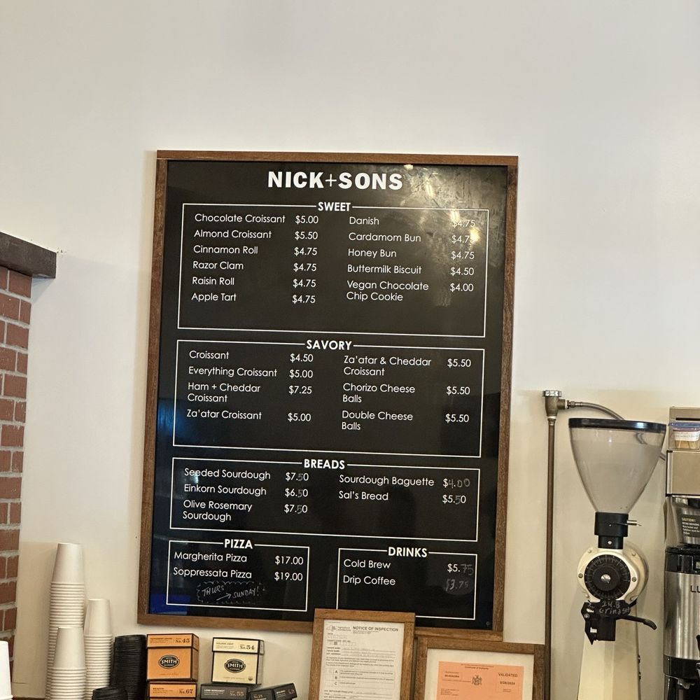 Nick + Sons Bakery - Menu July 2025 - Bakeries Near Me - Brooklyn, New York Nick + Sons Bakery - Menu July 2025 - Bakeries Near Me - Brooklyn, New York