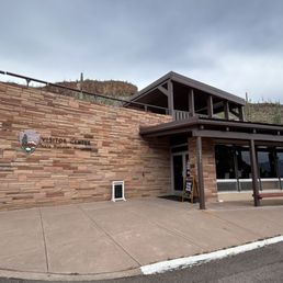 Exterior outside entrance of Tonto National Monument - Visitor center - Roosevelt, Arizona Exterior outside entrance of Tonto National Monument - Visitor center - Roosevelt, Arizona