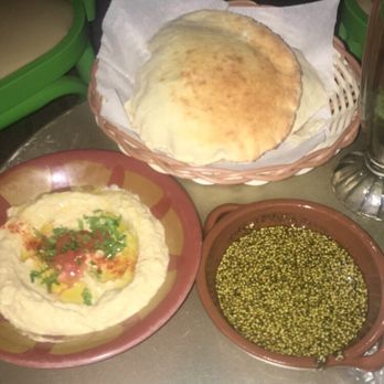 Zatar - Hummus, sesame seed dip, and pita. It was all soooo good - Lebanese Near Me - Dallas, Texas