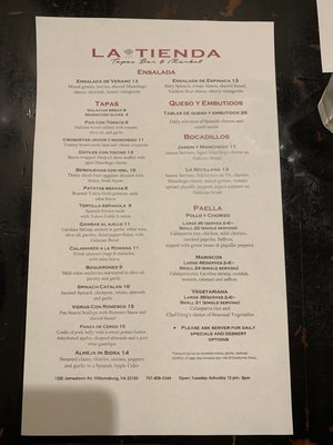 Menu photo 8 La Tienda Tapas Bar Williamsburg, VA