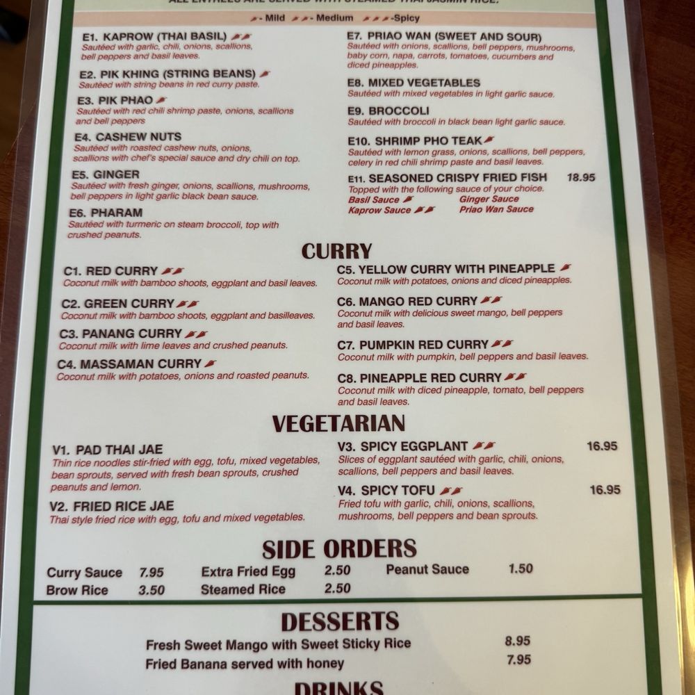 Amina Thai - Menu - Thai Near Me - Rockville, Maryland